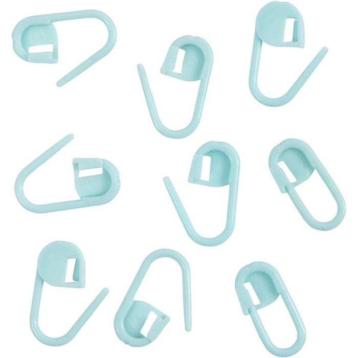 Stitch Marker, L: 22 mm, light blue, 30 pc/ 1 pack
