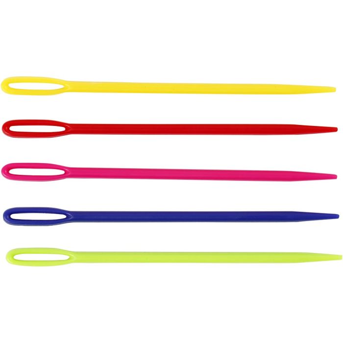 Yarn Needle, L: 7 cm, assorted colours, 5 pc/ 1 pack