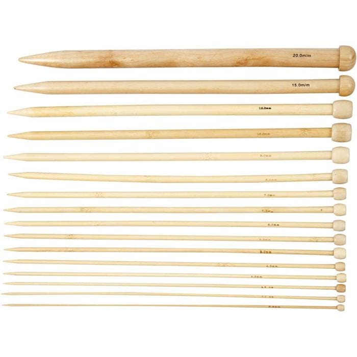 Knitting Needles, L: 35 cm, size 2,5-20 mm, 16 pair/ 1 pack