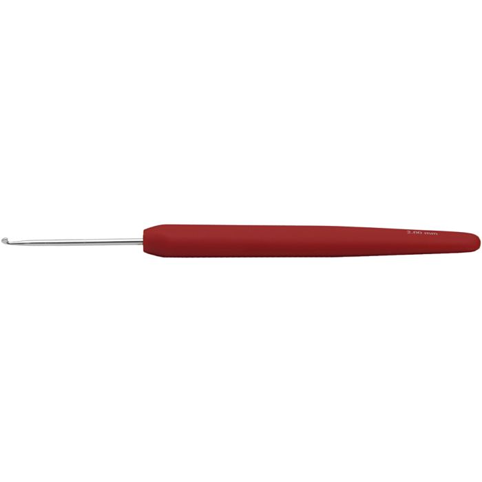 Crochet Hook, no. 2, L: 13,3 cm, size 2 mm, red, 1 pc
