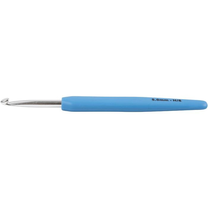 Crochet Hook, no. 5, L: 13,3 cm, size 5 mm, blue, 1 pc