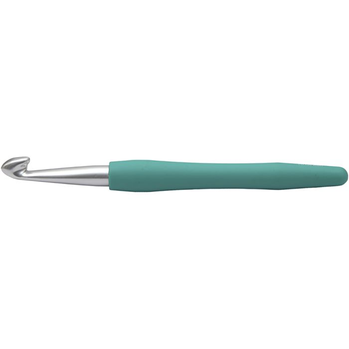 Crochet Hook, 10, L: 16 cm, size 10 mm, green, 1 pc
