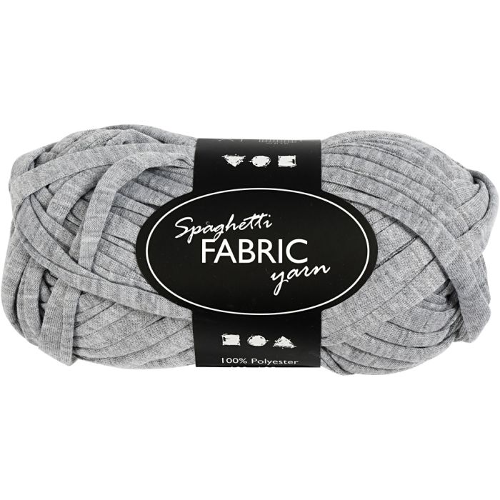 Spaghetti Yarn, L: 35 M, ca. 10 mm, grey, 100 g/ 1 ball