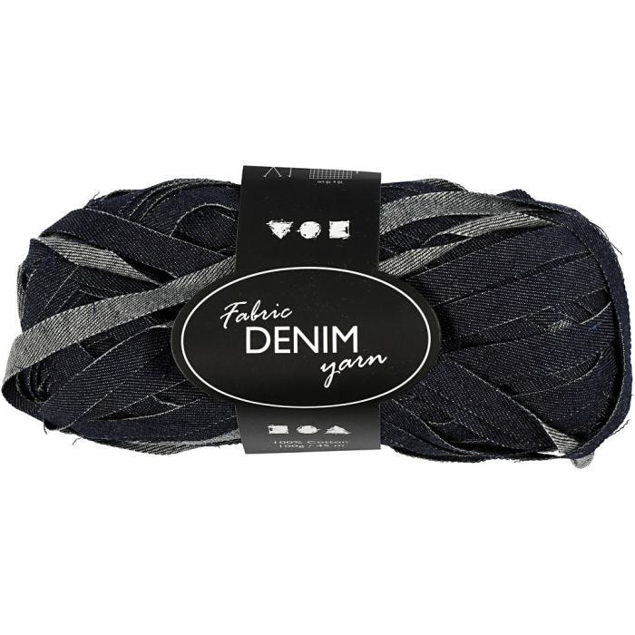 Denim Fabric Yarn, L: 45 M, blue, 100 g/ 1 ball