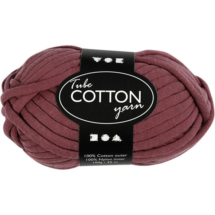 Cotton Tube Yarn, 45 M, purple, 100g/ 1 ball