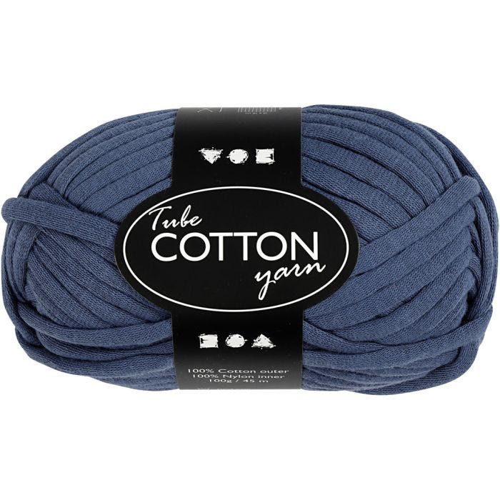 Cotton Tube Yarn, 45 M, dark blue, 100g/ 1 ball