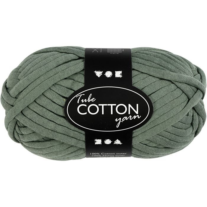 Cotton Tube Yarn, 45 M, dark green, 100g/ 1 ball