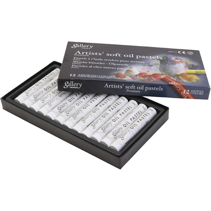 Gallery Oil Pastel, 7 cm, 11 mm, white, 12pc/ 1 pack