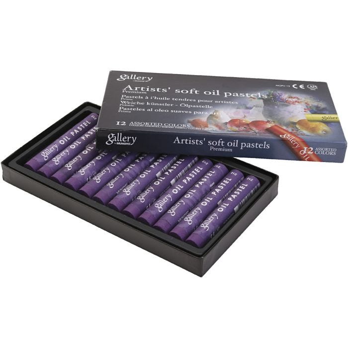 Gallery Oil Pastel, L: 7 cm, dia. 11 mm, thickness 11 mm, violet, 12 pc/ 1 pack