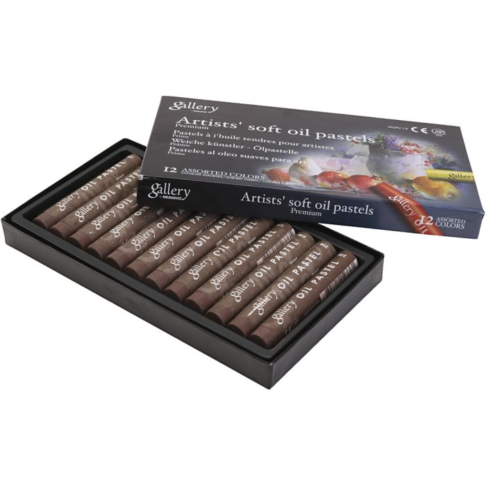 Gallery Oil Pastel, L: 7 cm, dia. 11 mm, thickness 11 mm, brown, 12 pc/ 1 pack
