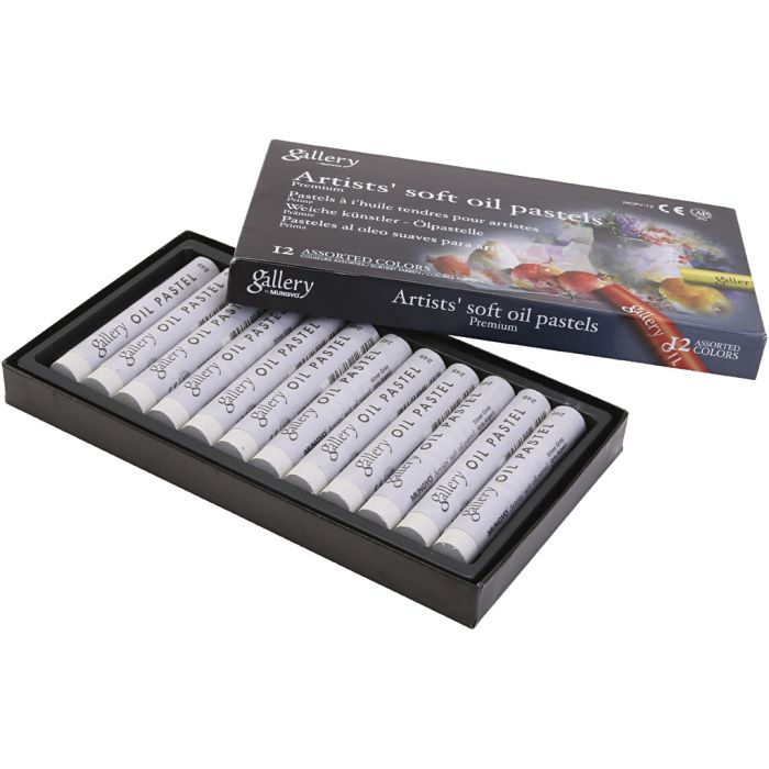 Gallery Oil Pastel, L: 7 cm, dia. 11 mm, thickness 11 mm, grey metal, 12 pc/ 1 pack