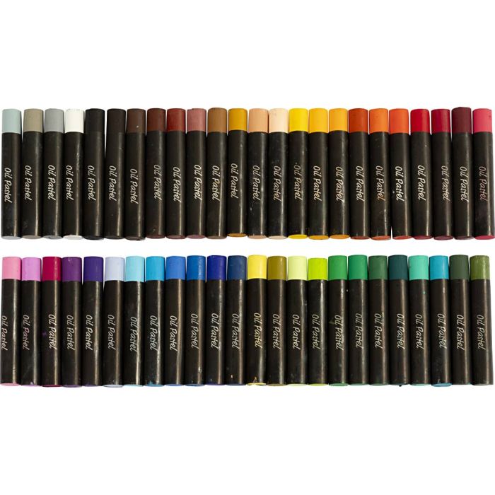 Oil Pastels, L: 7 cm, thickness 11 mm, assorted colours, 48 pc/ 1 pack