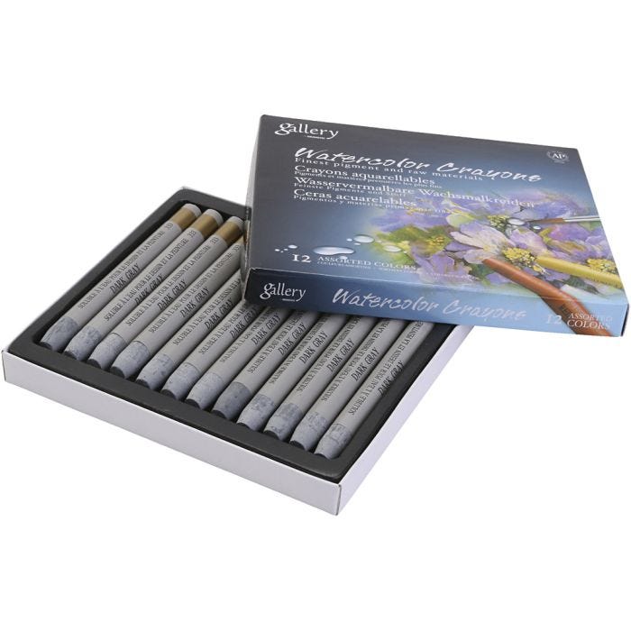 Watercolor Crayons, grey, 12 pc/ 1 pack