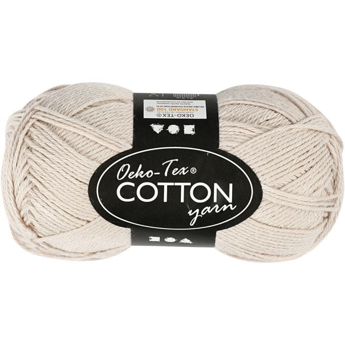 Cotton Yarn, 8/4, L: 170 M, sand, 50g/ 1 ball