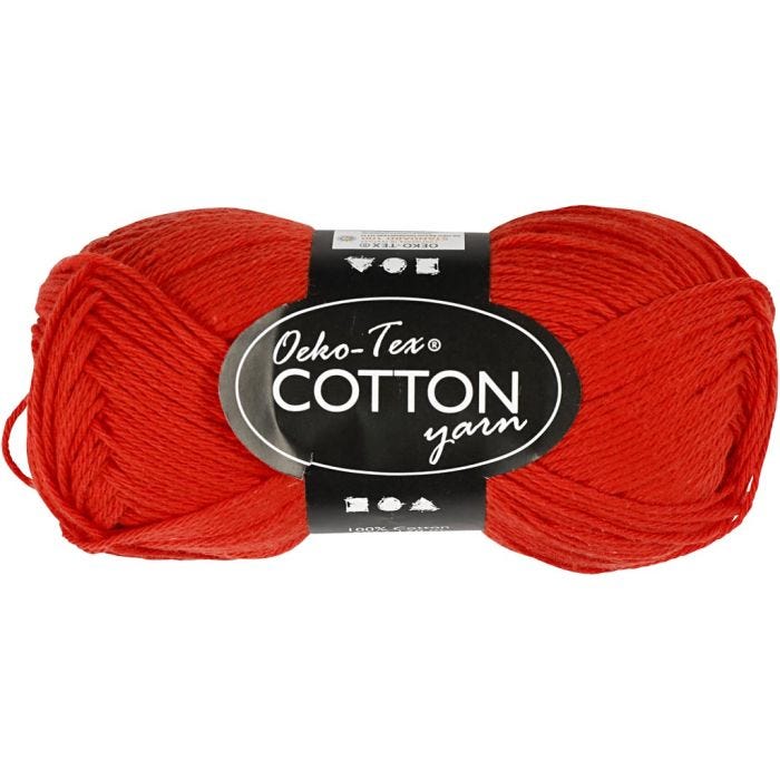 Cotton Yarn, no. 8/4, L: 170 M, red, 50 g/ 1 ball