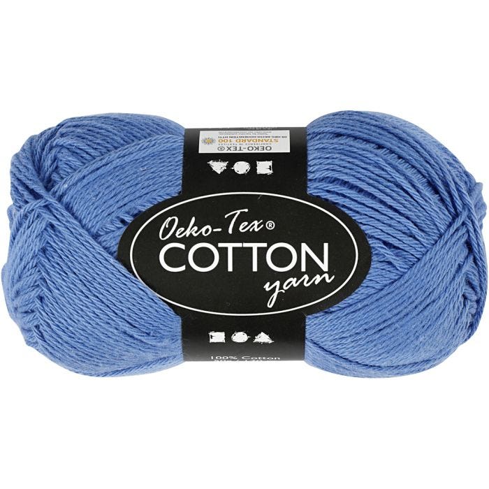 Cotton Yarn, no. 8/4, L: 170 M, blue, 50 g/ 1 ball
