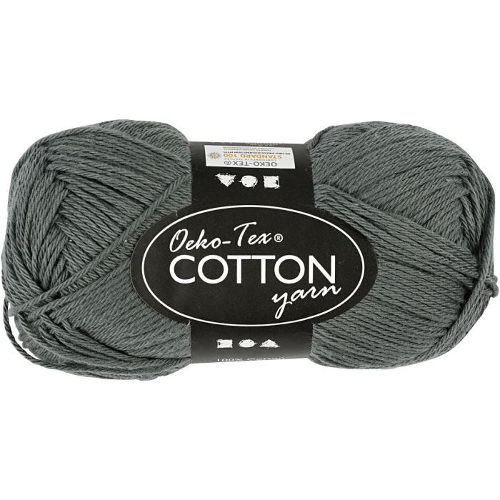 Cotton Yarn, no. 8/4, L: 170 M, grey, 50 g/ 1 ball