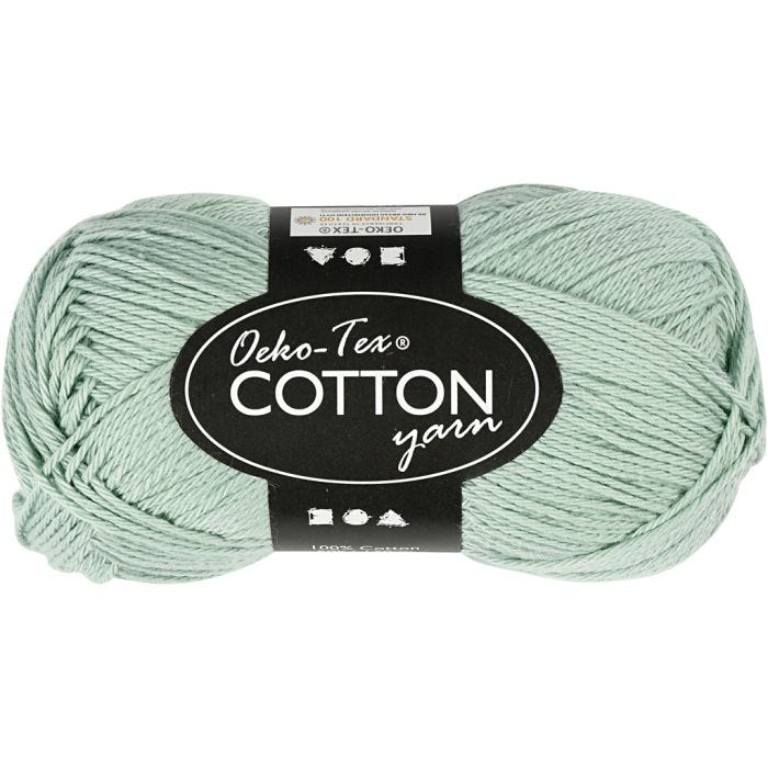 Cotton Yarn, 8/4, L: 170 M, mint green, 50g/ 1 ball