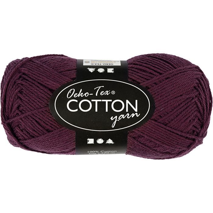 Cotton Yarn, no. 8/4, L: 170 M, plum, 50 g/ 1 ball
