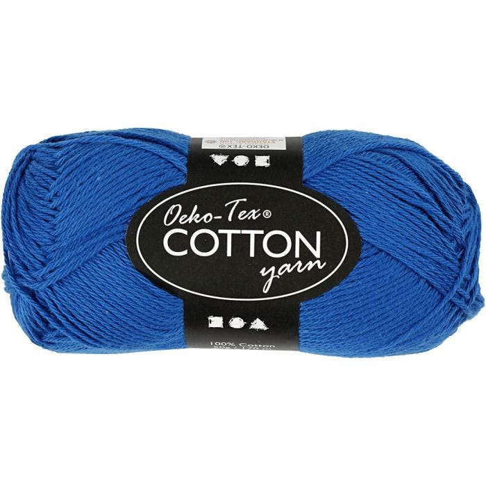 Cotton Yarn, no. 8/4, L: 170 M, cobalt blue, 50 g/ 1 ball