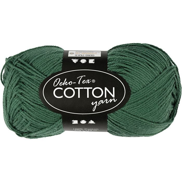 Cotton Yarn, no. 8/4, L: 170 M, dark green, 50 g/ 1 ball