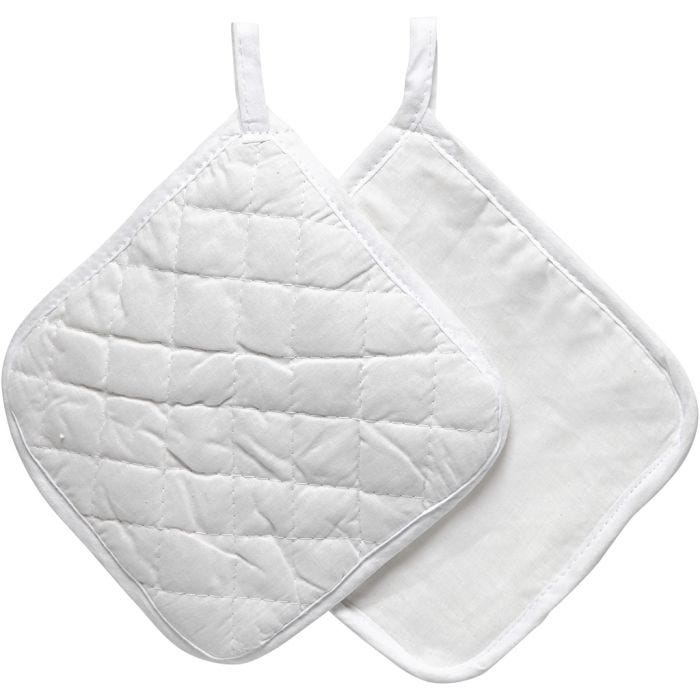Pot Holders, size 20x20 cm, 145 g, white, 4pc/ 1 pack