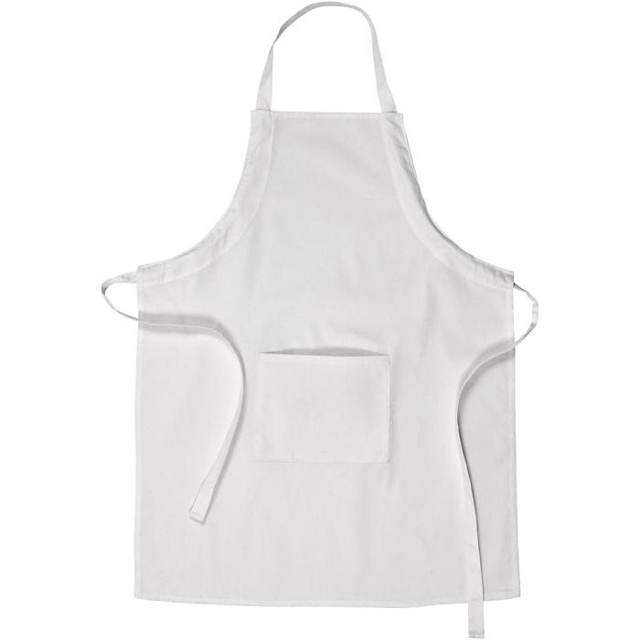 Apron, L: 84 cm, W: 65 cm, size M-XL cm, 210 g, white, 1 pc