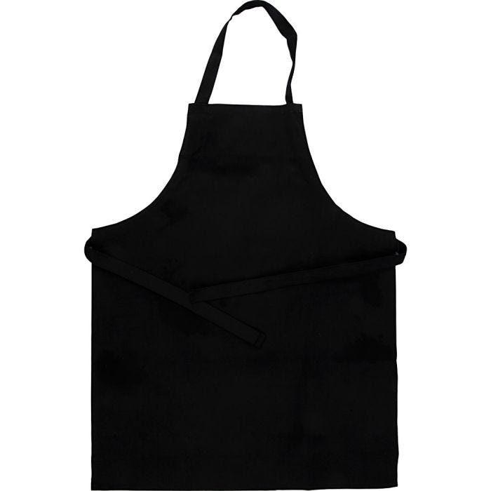 Apron, L: 70 cm, W: 55 cm, size 7-12 years, 210 g, black, 1 pc