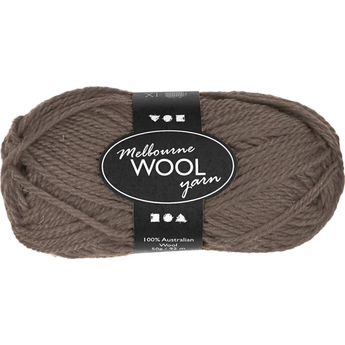 Melbourne Wool Yarn, L: 92 M, needle 4-5,5, grey brown, 50 g/ 1 ball