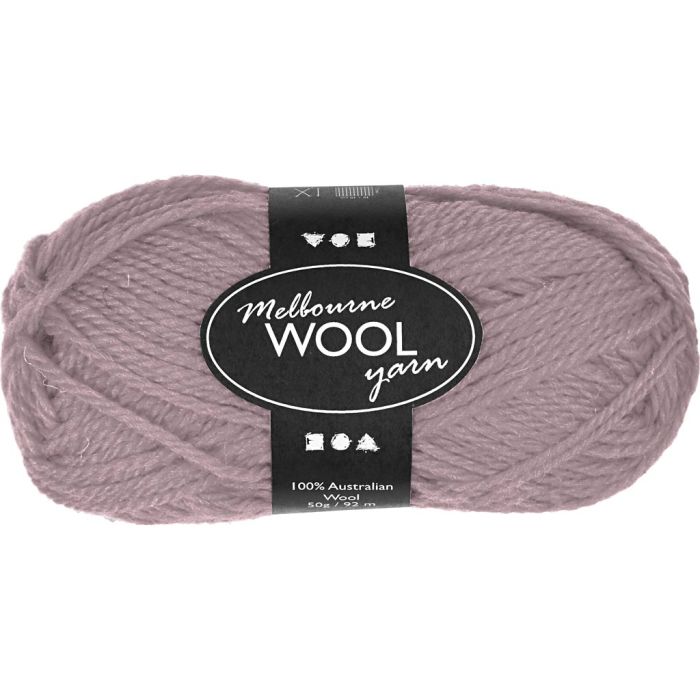 Melbourne Wool Yarn, L: 92 M, needle 4-5,5, light lilac, 50 g/ 1 ball