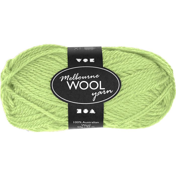 Melbourne Wool Yarn, L: 92 M, needle 4-5,5, neon green, 50 g/ 1 ball