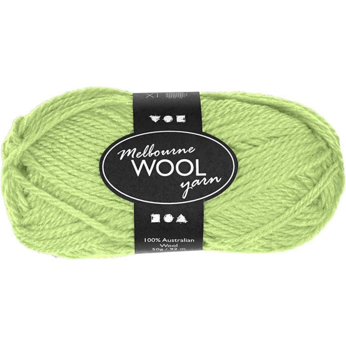 Melbourne Wool Yarn, L: 92 M, neon green, 50 g/ 1 ball
