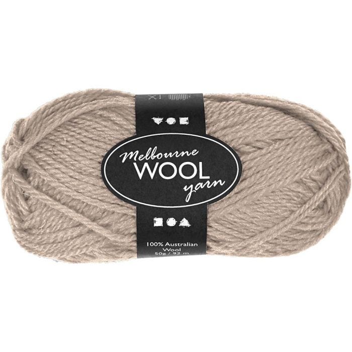 Melbourne Wool Yarn, 92 M, beige, 50g/ 1 ball