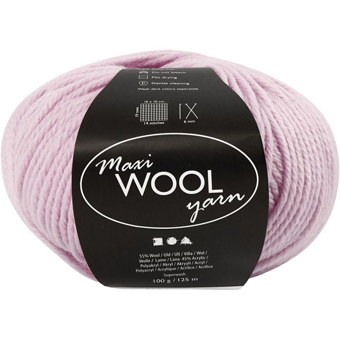 Wool Yarn, L: 125 M, dusty rose, 100 g/ 1 ball