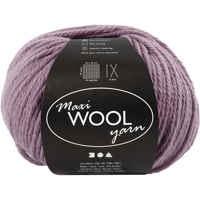Wool Yarn, L: 125 M, lavender, 100 g/ 1 ball
