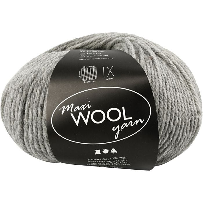 Wool Yarn, L: 125 M, grey mixture, 100 g/ 1 ball