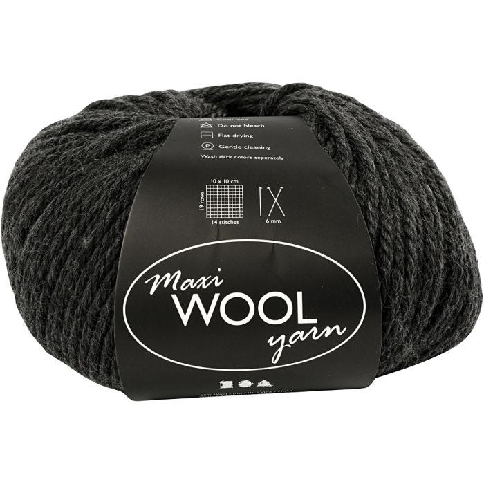 Wool Yarn, L: 125 M, dark grey mixture, 100 g/ 1 ball
