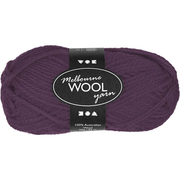 Melbourne Wool Yarn, 92 M, purple, 50g/ 1 ball