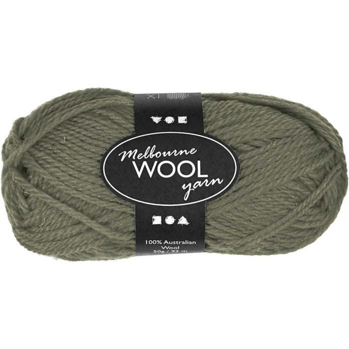 Melbourne Wool Yarn, 92 M, dark green, 50g/ 1 ball