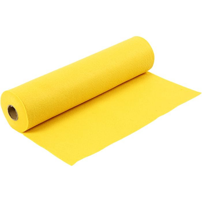 Craft felt, W: 45 cm, thickness 1,5 mm, 180-200 g, yellow, 5m/ 1 roll