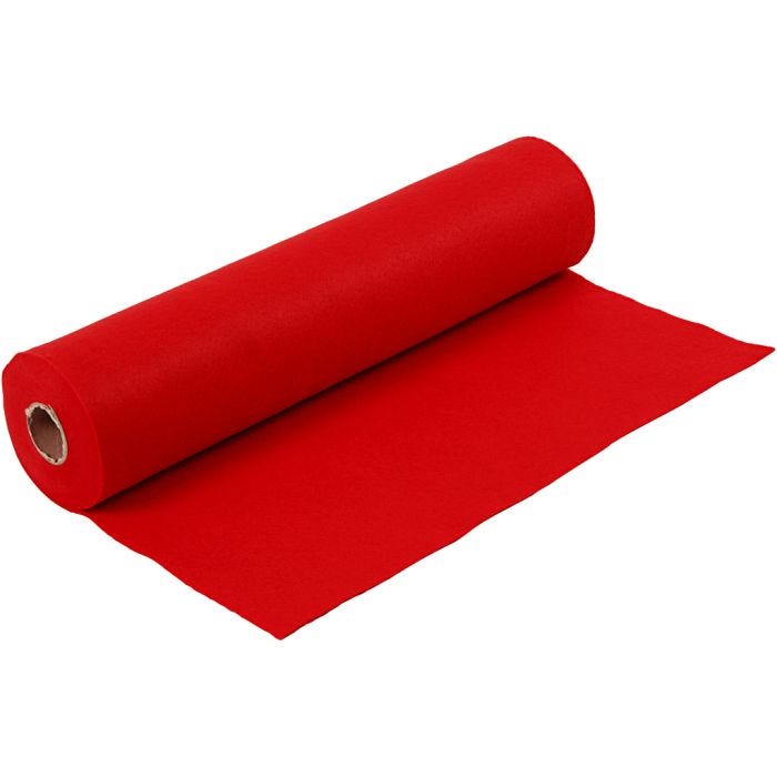 Craft felt, W: 45 cm, thickness 1,5 mm, 180-200 g, red, 5 m/ 1 roll