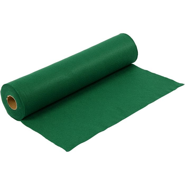 Craft felt, W: 45 cm, thickness 1,5 mm, 180-200 g, green, 5 m/ 1 roll