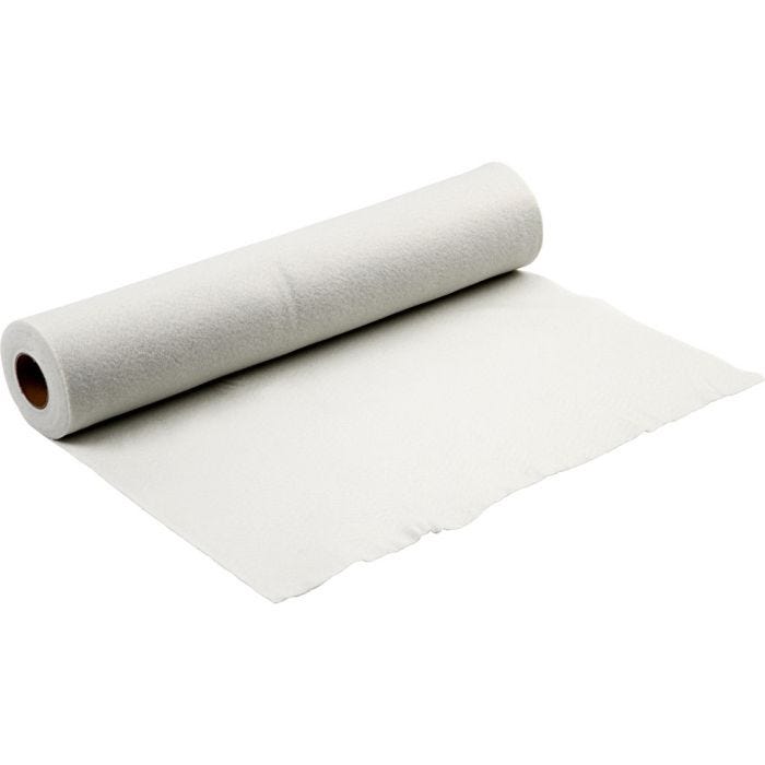 Craft felt, 90 cm, 1,5 mm, white, 5m/ 1 roll