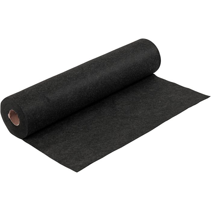 Craft felt, W: 45 cm, thickness 1,5 mm, textured, 180-200 g, black, 5 m/ 1 roll