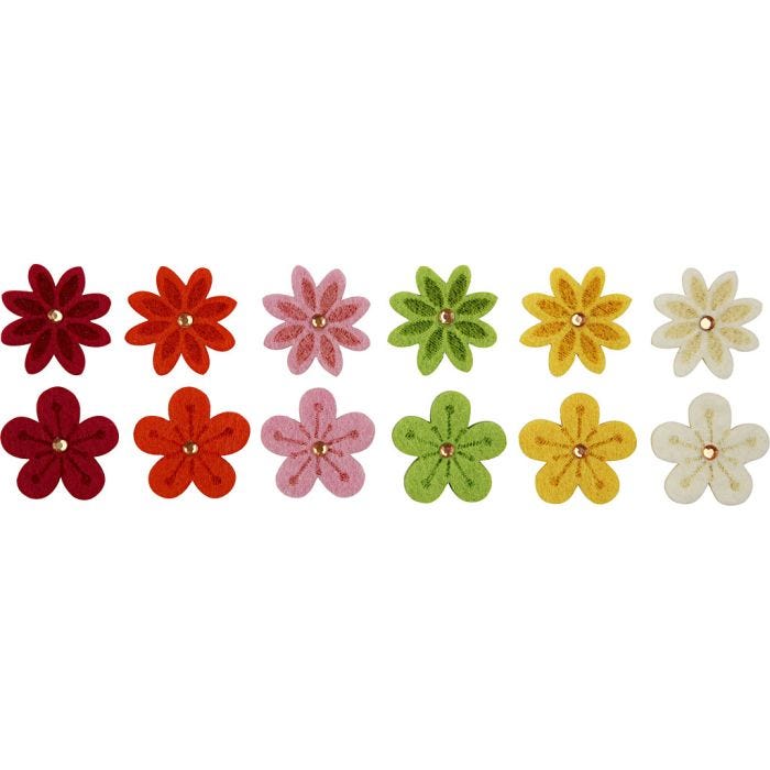 Felt Flowers, dia. 30 mm, thickness 2,5 mm, 12 pc/ 1 pack