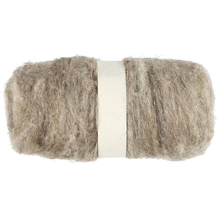 Carded Wool, natural, 100 g/ 1 bundle