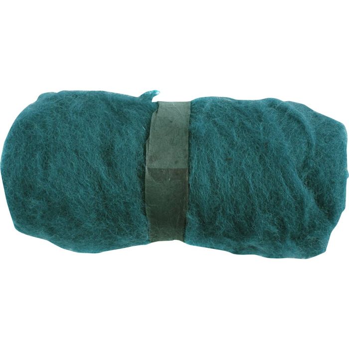 Carded Wool, green, 100 g/ 1 bundle