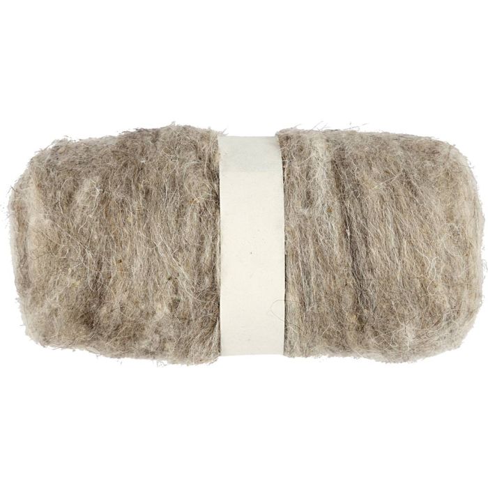 Carded Wool, natural, 100 g/ 1 bundle