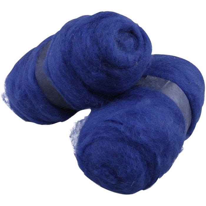 Carded Wool, royal blue, 2x100 g/ 1 pack