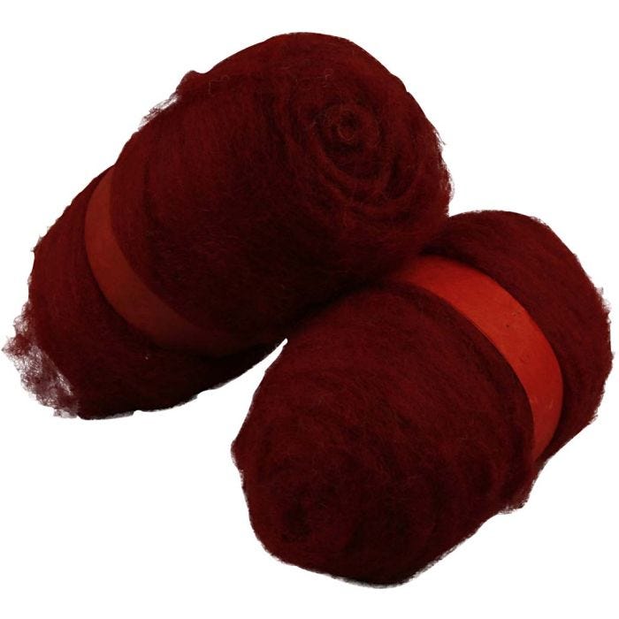 Carded Wool, warm red, 2x100 g/ 1 pack